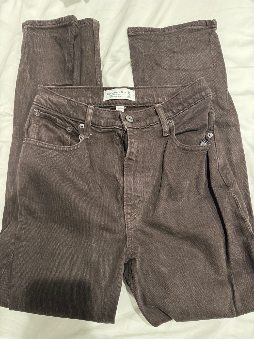 Abercrombie & Fitch Men's Washed Brown Straight Jeans